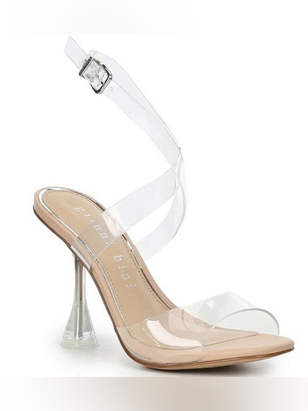 NWT Gianni Bini Kirrah Clear Vinyl Strappy Flared Heel Sandals Sz 9,5